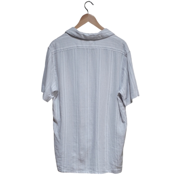 Joe's Jeans Men's Stulio Linen Short Sleeve Button-down Shirt Stripe Beige Med - Picture 2 of 9